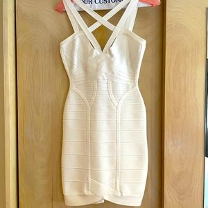 Herve Leger mini dress alabaster color XS